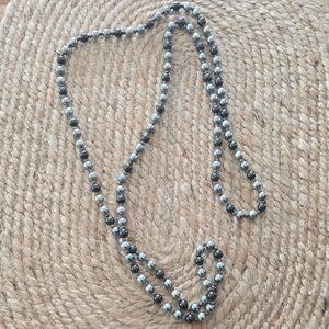 Elegant Silver and Black Beaded Necklace